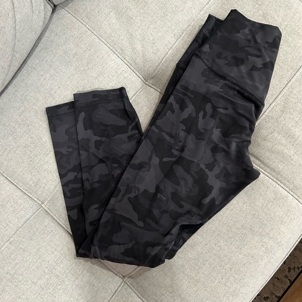 Lululemon align leggings.  Dark grey/black camo print